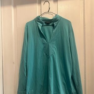 Lands' End Aqua Long Sleeve Shirt